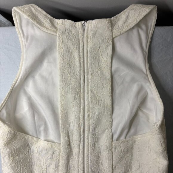 LULUS Sz Small NEW Sleeveless Racerback Pleated Lace Dress Off White Bridal - Picture 3 of 6